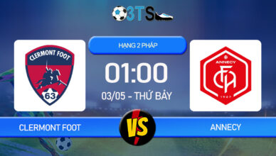 Phân tích, Dự đoán Clermont Foot vs Annecy 01:00 03/05 Hạng 2 Pháp